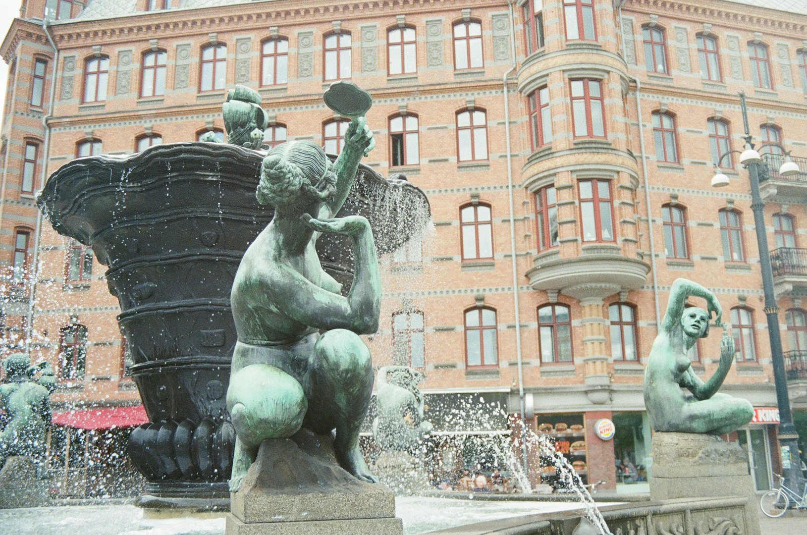 the Järntorgsbrunnen (Iron Square Fountain), also known as De fem världsdelarna (The Five Continents), in Gothenburg, Sweden