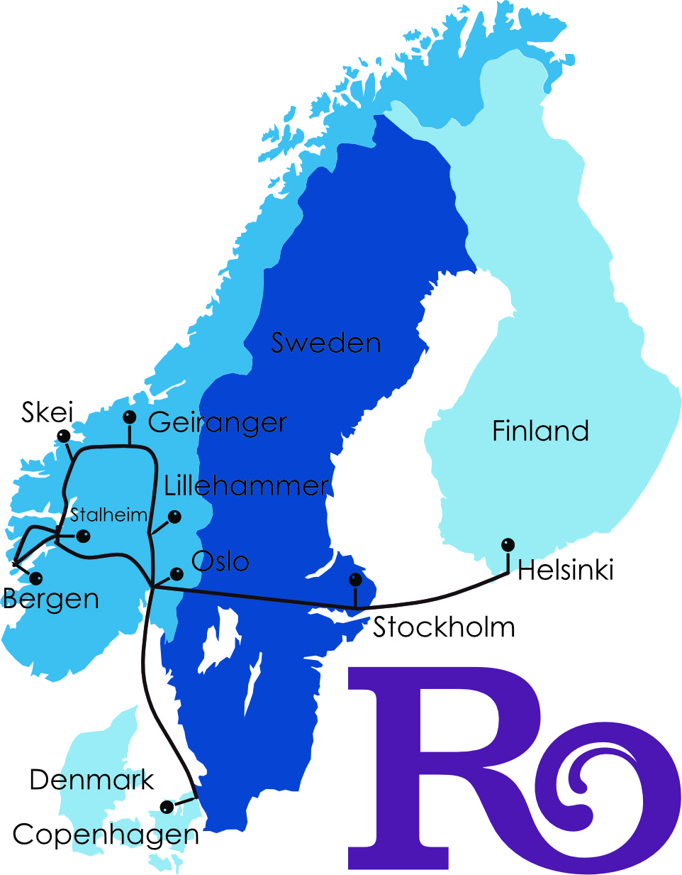 Robinson Scandinavia, map of tour SKY26SPA, Scandinavia Panorama