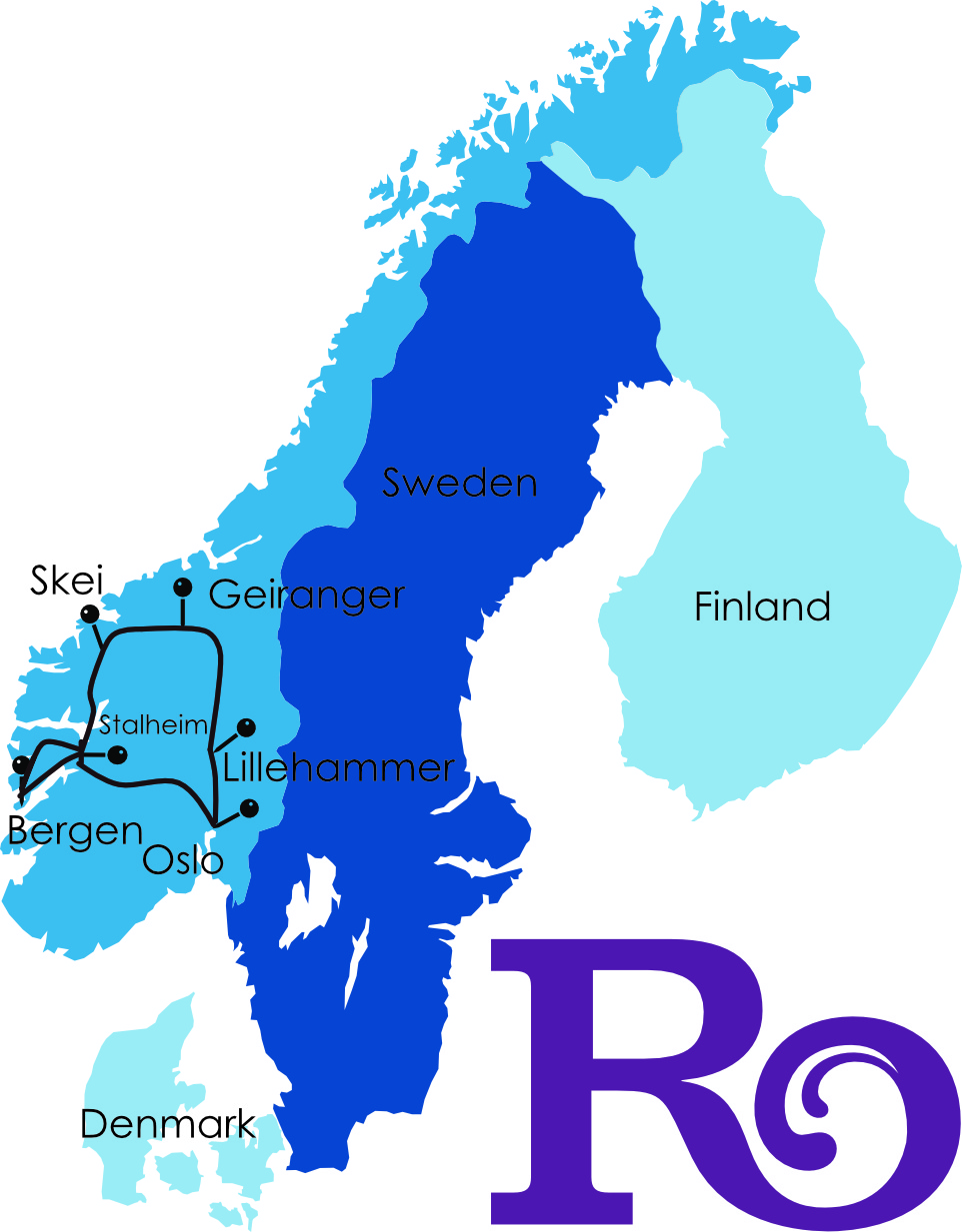 Robinson Scandinavia, map of tour SKY26NFP, Norwegian Fjords Panorama