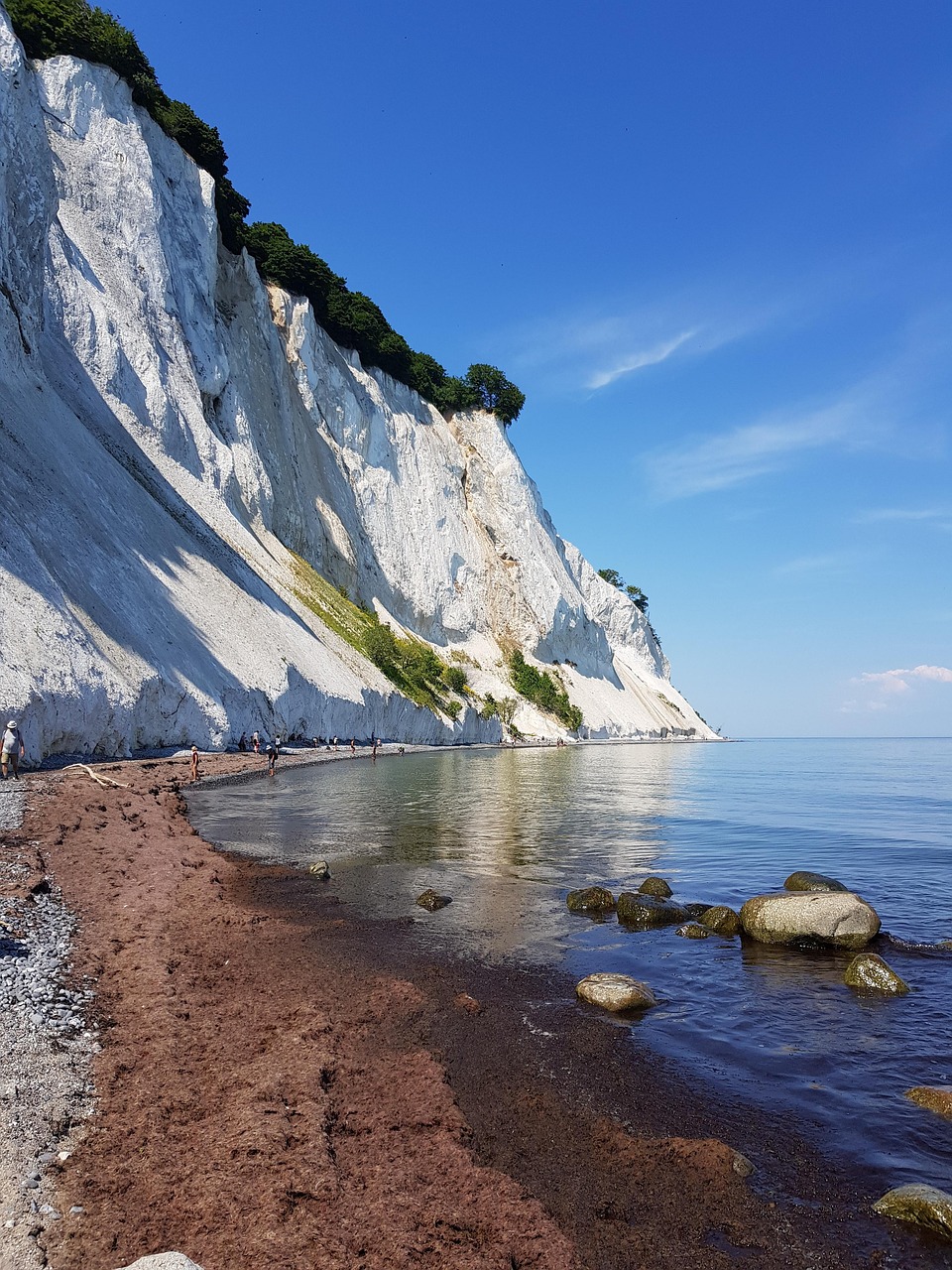 View of the stunning natural landmark of Møns Klint (Cliffs of Møn) on the eastern coast of the Danish island of Møn