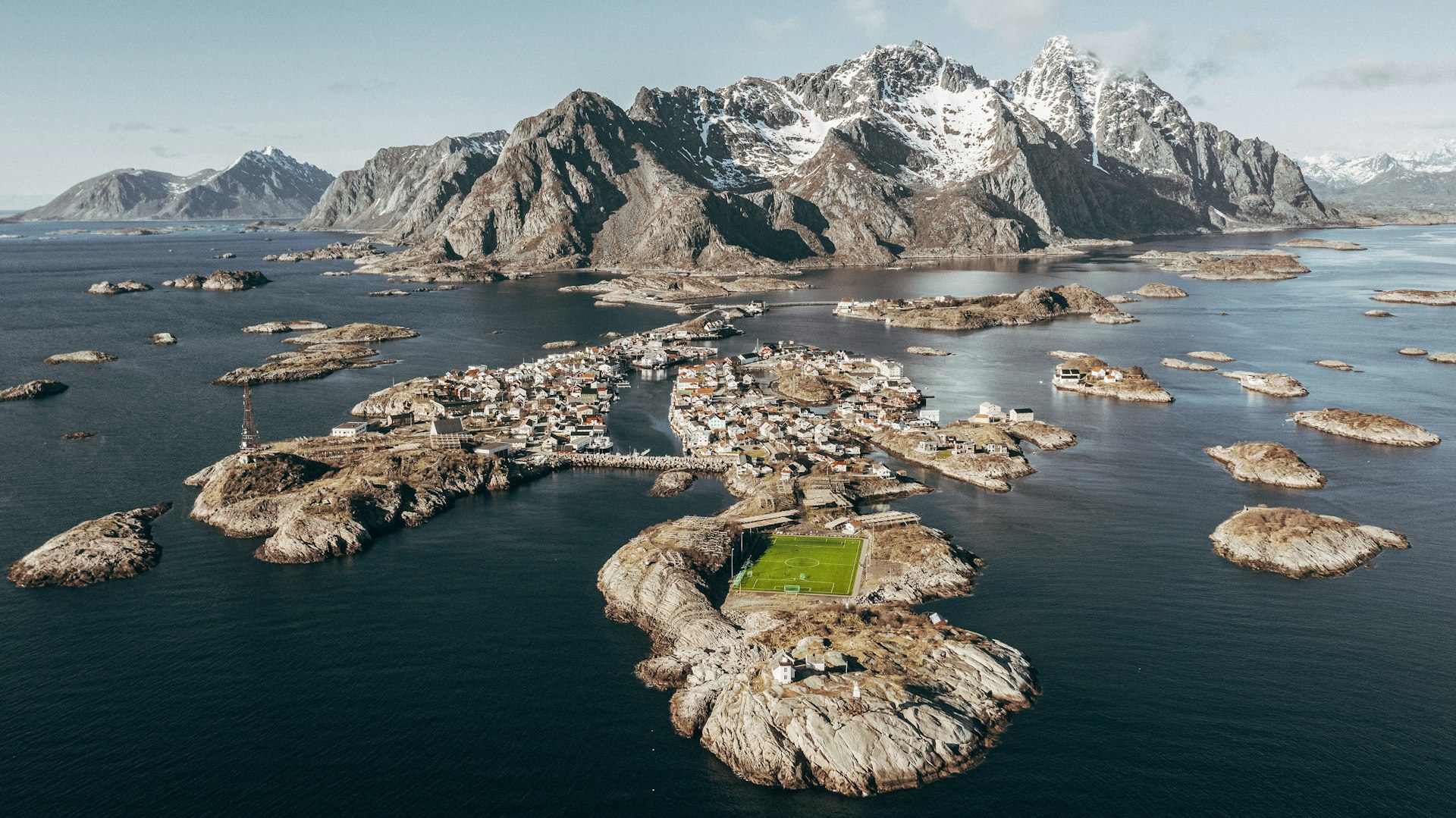 Aerial view of Lofoten Islands